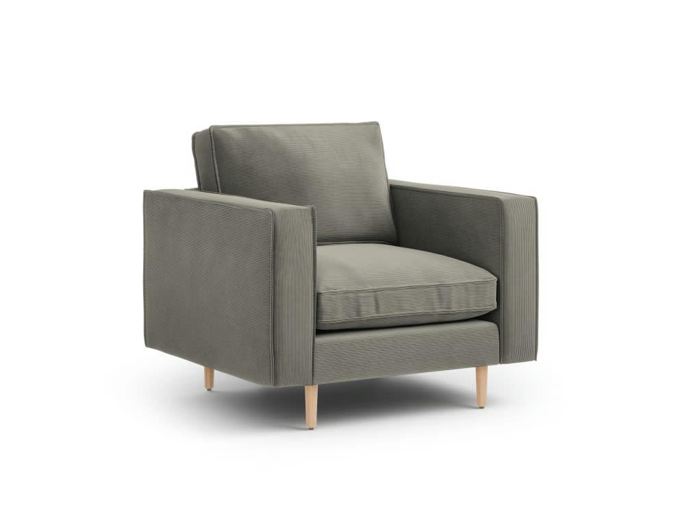 ALEXIS - Fauteuil 1 place en tissu structuré gris clair