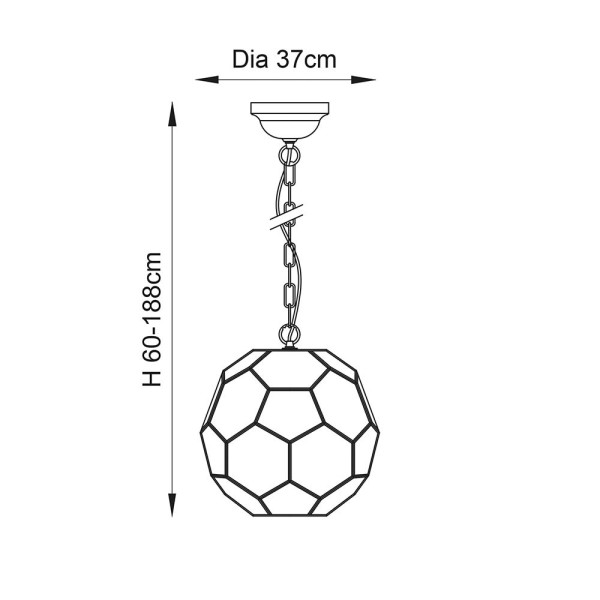 Lampa wisząca MIELE sześciokątne panele antyczny mosiądz 1xE27x40W Endon