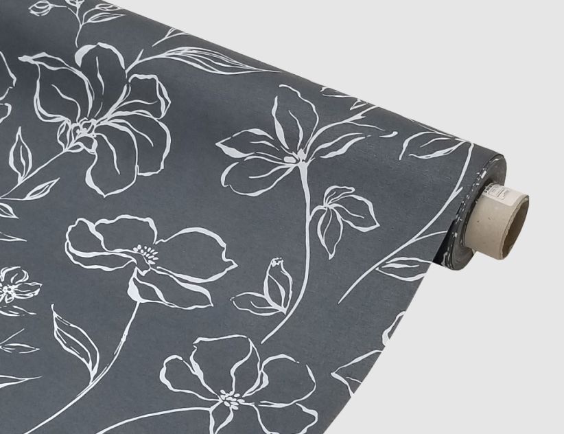 Tischdecke Blumen Anthrazit