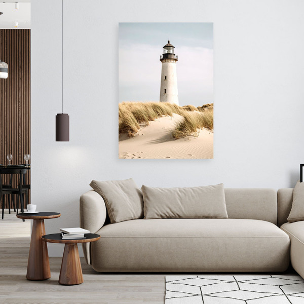 Obraz do salonu kuchni biura, Latarnia morska morze rośliny wydmy 20x30