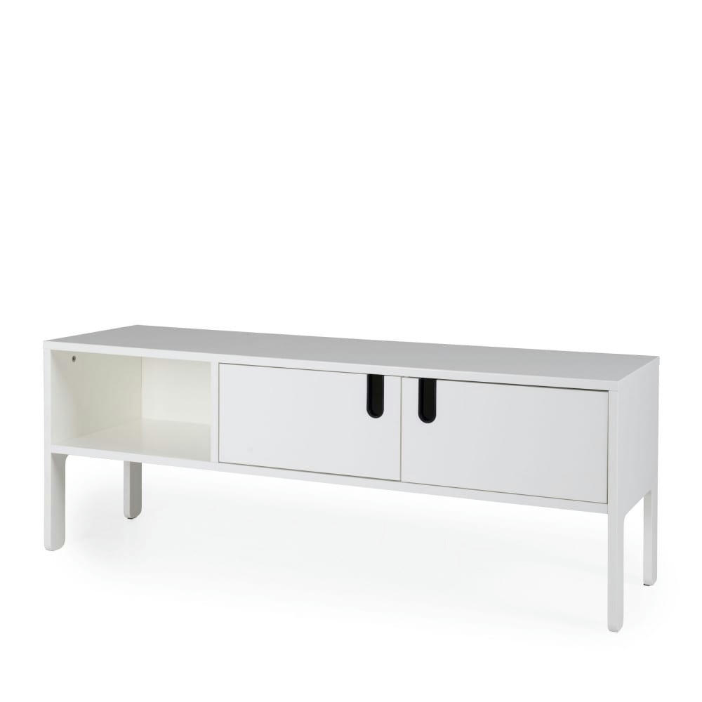 UNO - Meuble TV en bois 2 portes L137cm blanc