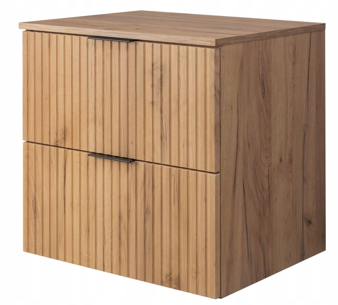 Szafka Łazienkowa pod Umywalkę 60 cm Blat RYFLE Wisząca Dąb