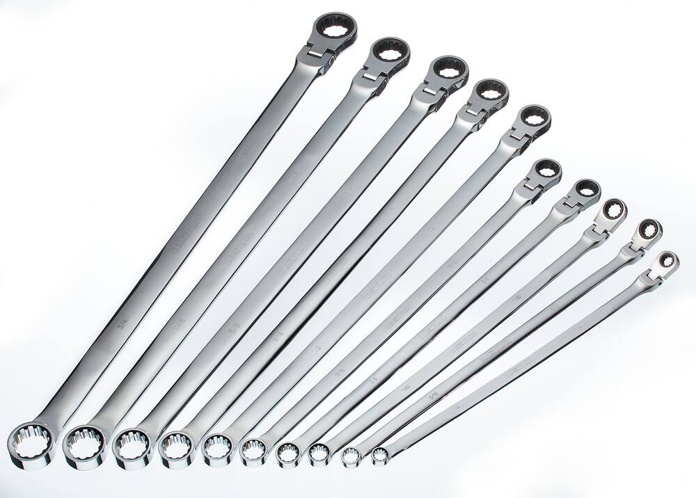 MAXIMUM Extra-Long Double Box-End Flex Wrench Set, SAE, 10-pc