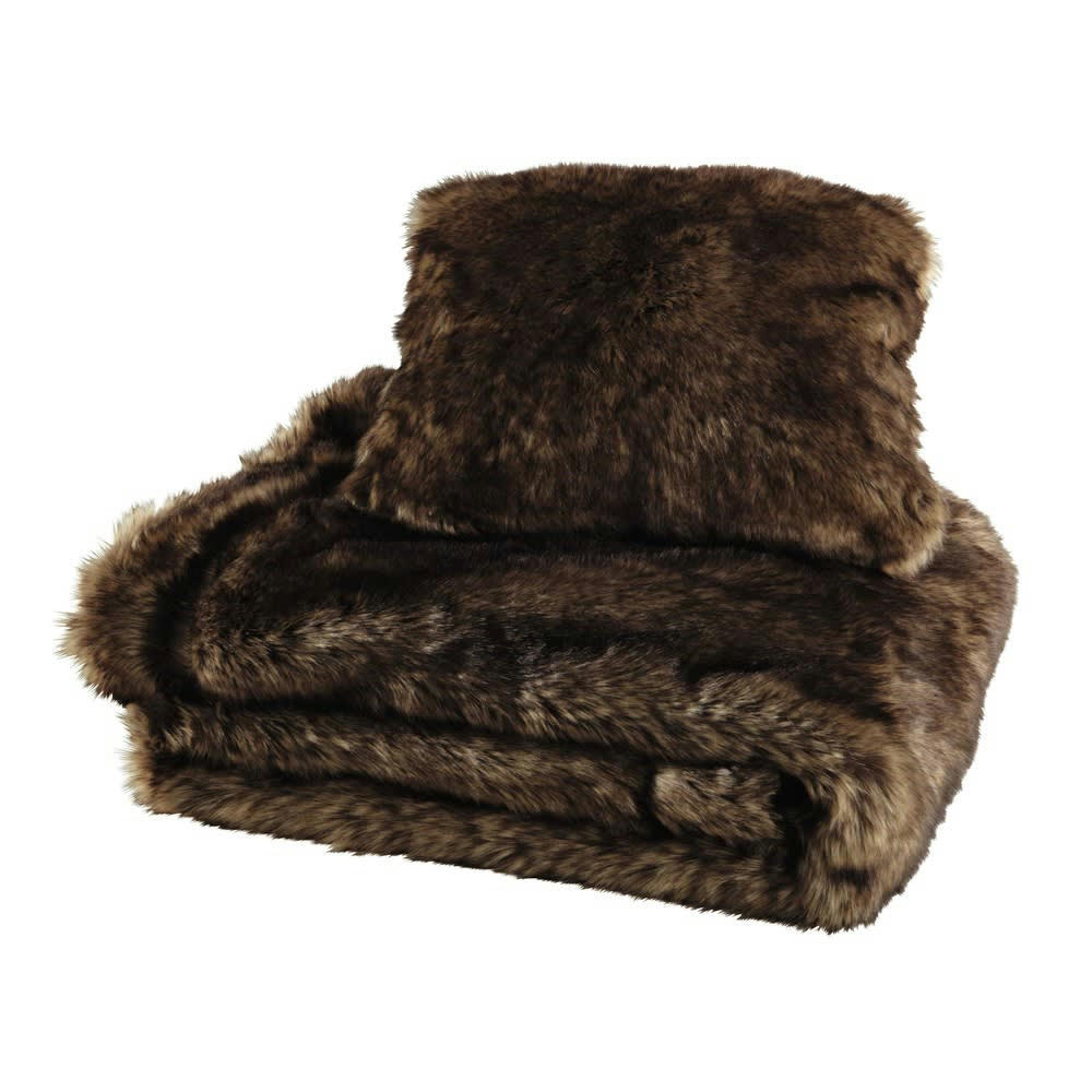 Shefford - Plaid en fausse fourrure marron 150 x 180 cm SHEFFORD