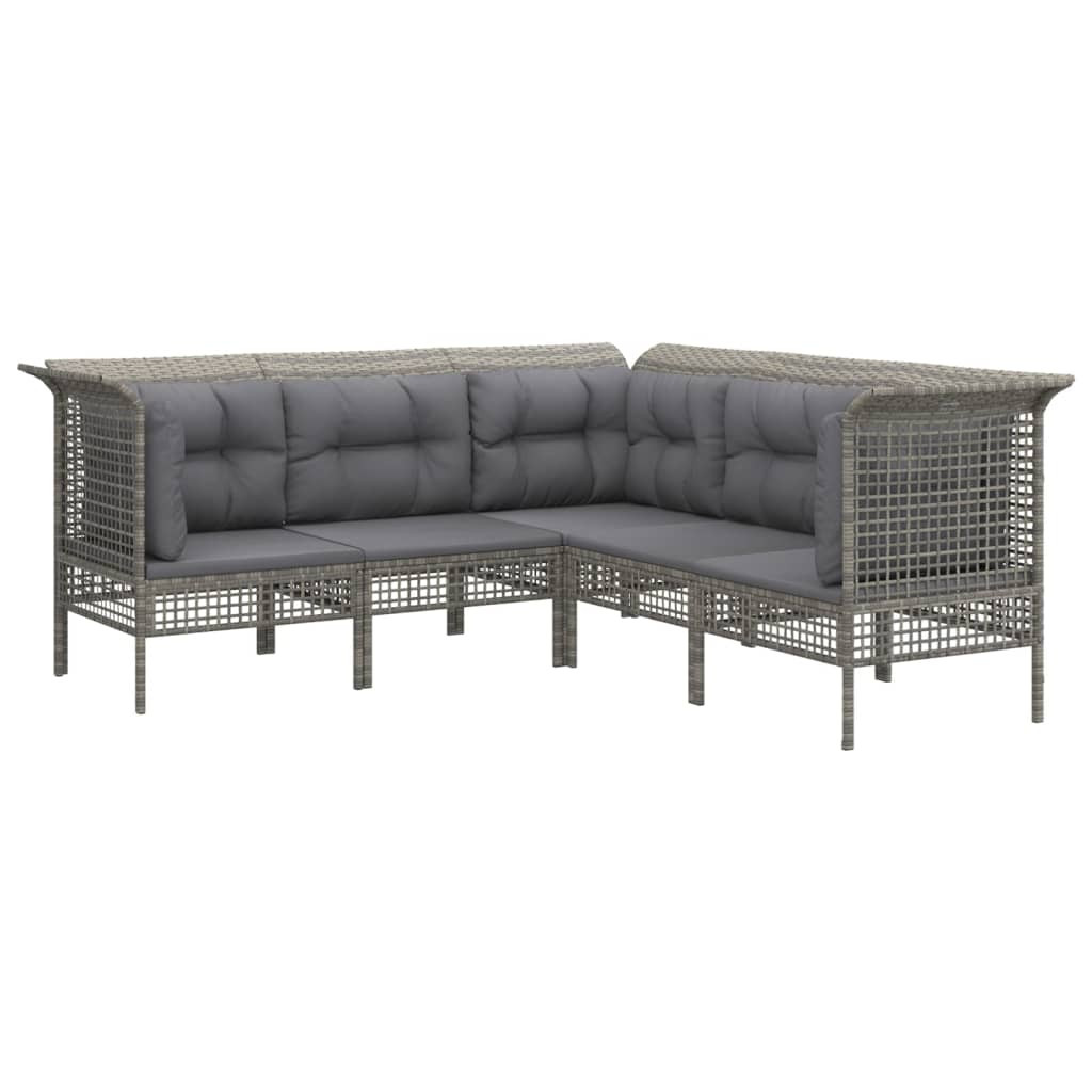 Meble ogrodowe Szary Technorattan 3x hjørne   2x sofa środkowa vidaXL