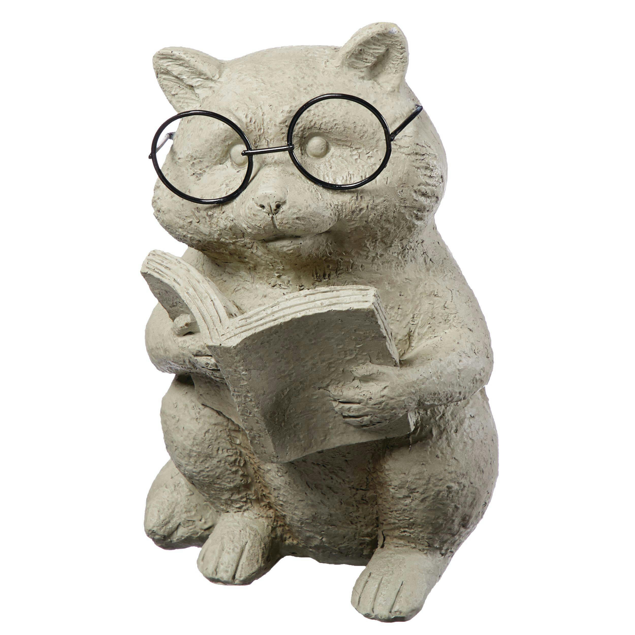 For Living Reading Animals with Glasses Statue & Lawn Ornament, 7.48 in, Assorted