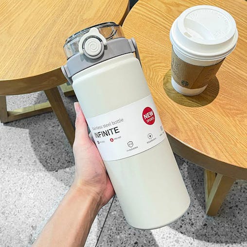 NNEOBA 1L Stainless Steel Bottled Water with Straw