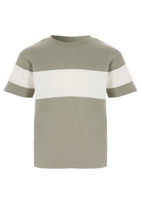 Younger Boys Green Stripe T-Shirt