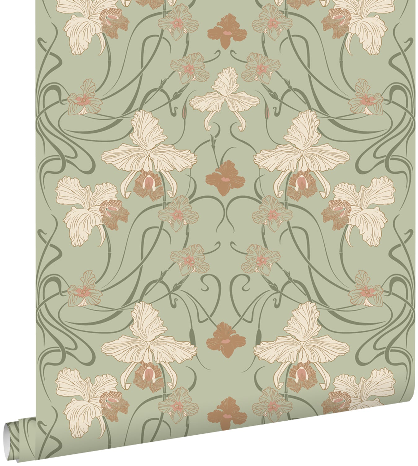 ESTAhome behang vintage bloemen in art nouveau stijl groen 53 cm x 10.05 m 139667