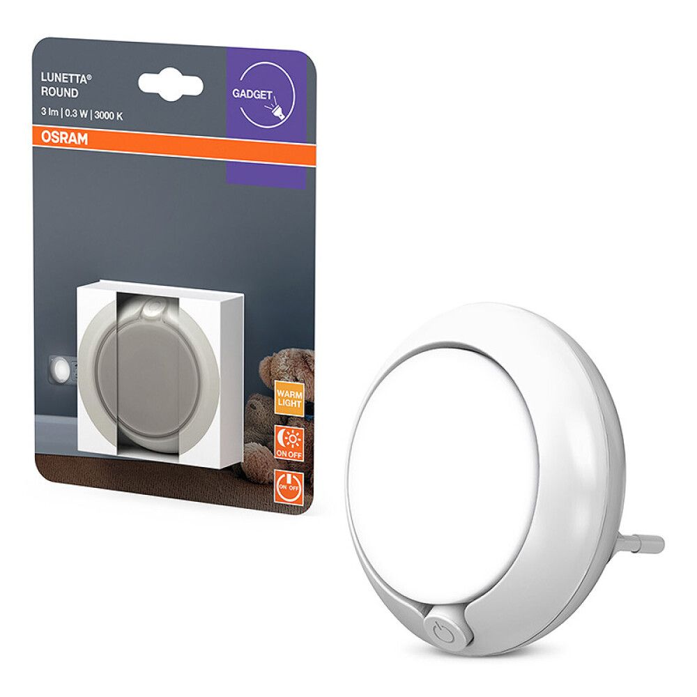 NATTLAMPE OSRAM SENSOR LUNETTA LED RUND 3000K HVIT