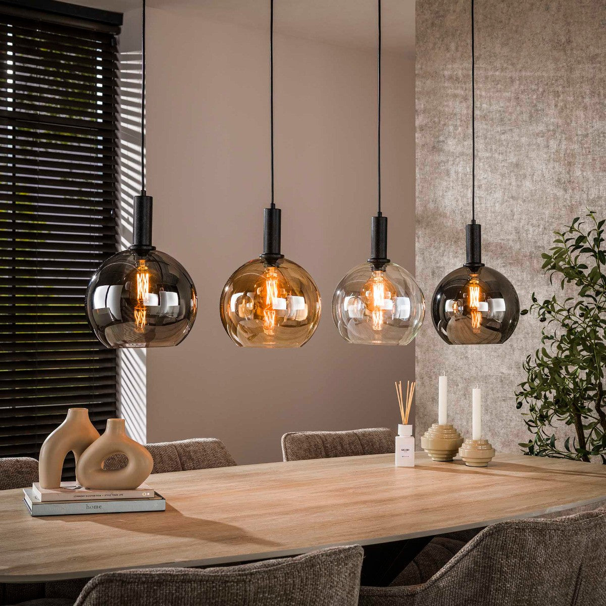 Fraaai - Bruno hanglamp tricolore 4-lichts - artic zwart