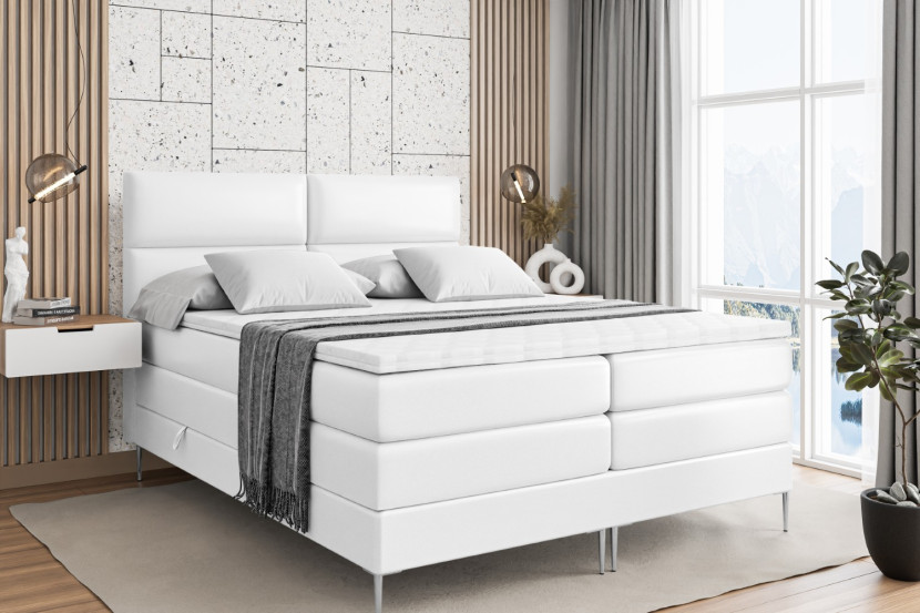 Łóżko kontynentalne - pojemnik, materac, nóżki BOXI3-FS KING 120x200cm