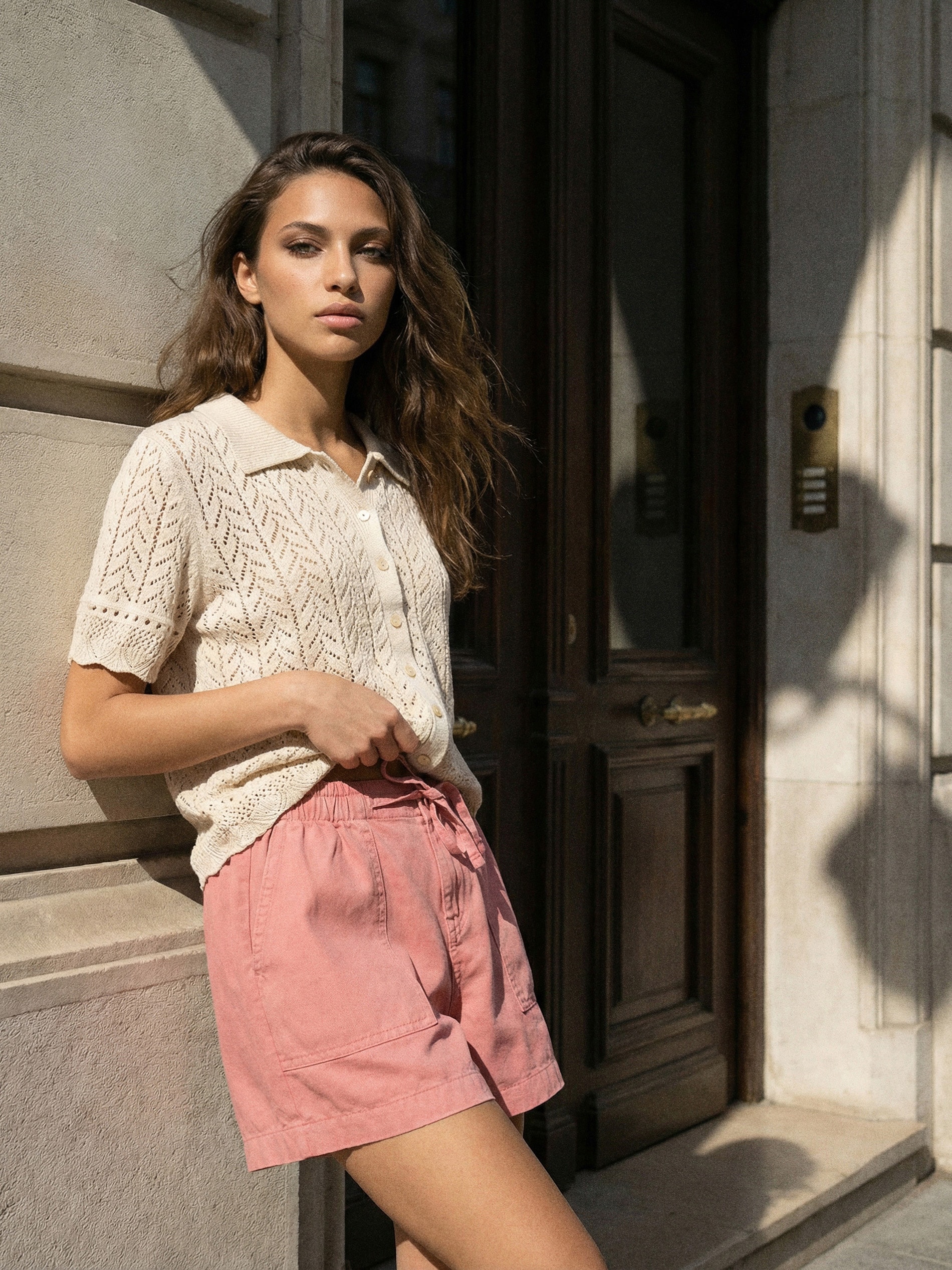 Szorty jeansowe high waist z gumką w pasie