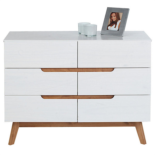 Commode chambre TIBOR L 98 cm en bois massif - Blanc