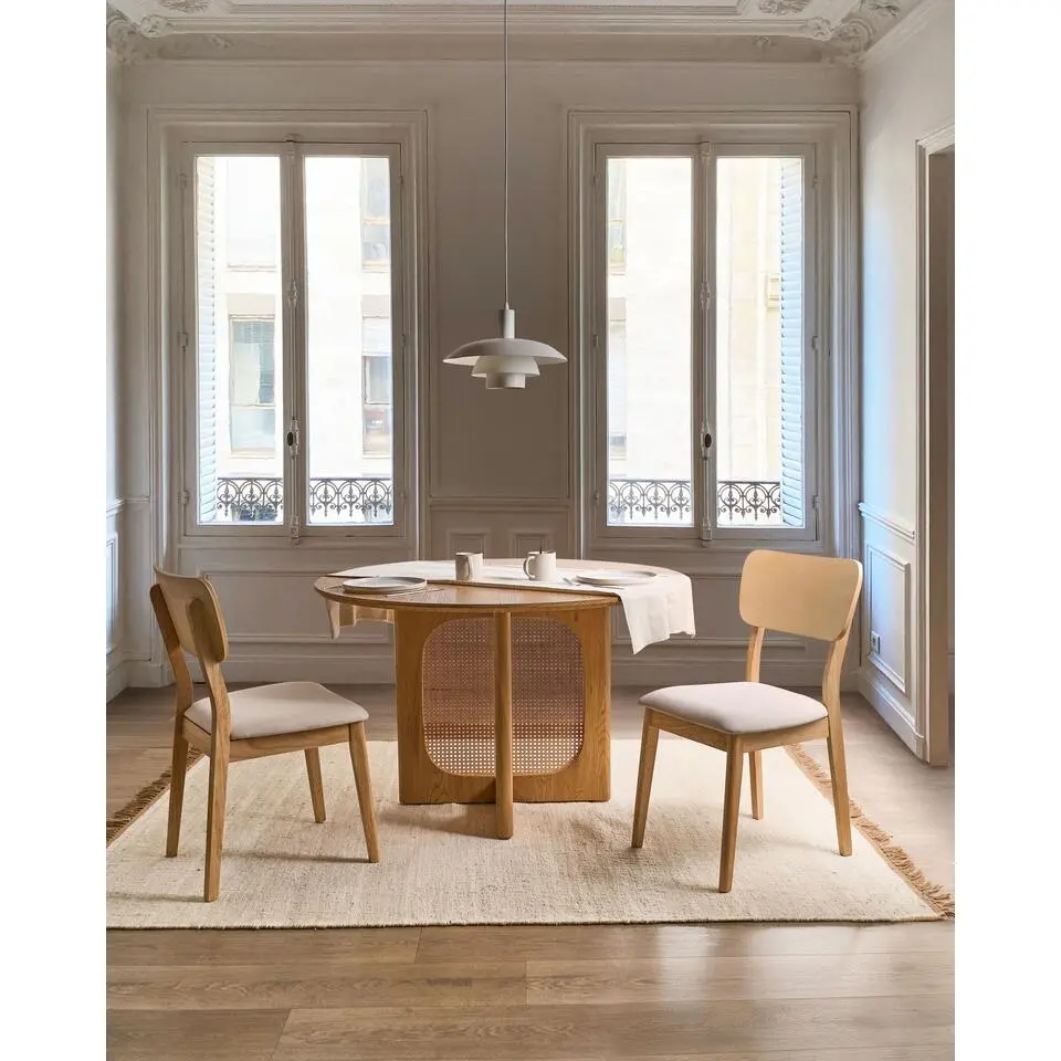 MINIER - Eetkamerstoel set van 2 - Lichtbruin/Lichtbeige - Rubberhout