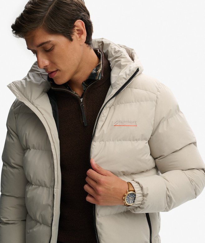 Hooded Microfibre Sport Puffer Jacket