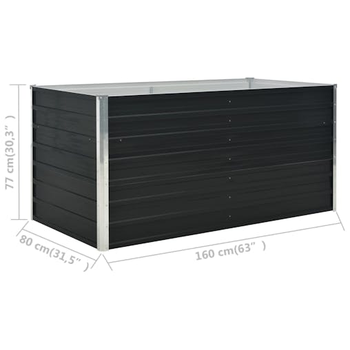NNEVL Raised Garden Bed Anthracite 160x80x77 cm Galvanised Steel