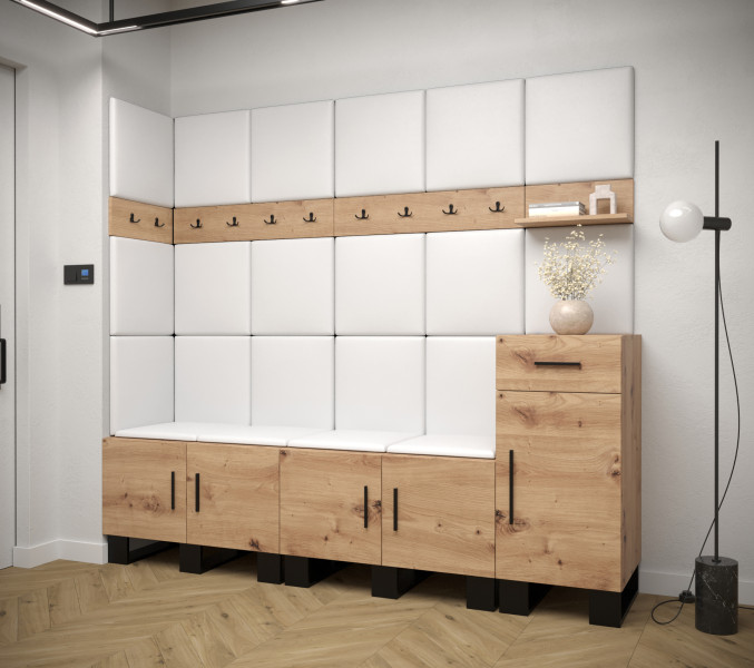 Garderoba do przedpokoju ARTIN 9 artisan   ekoskóra biała