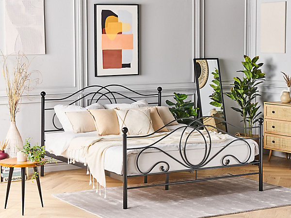 Lit avec sommier Métal LYRA 140 x 200 cm Noir