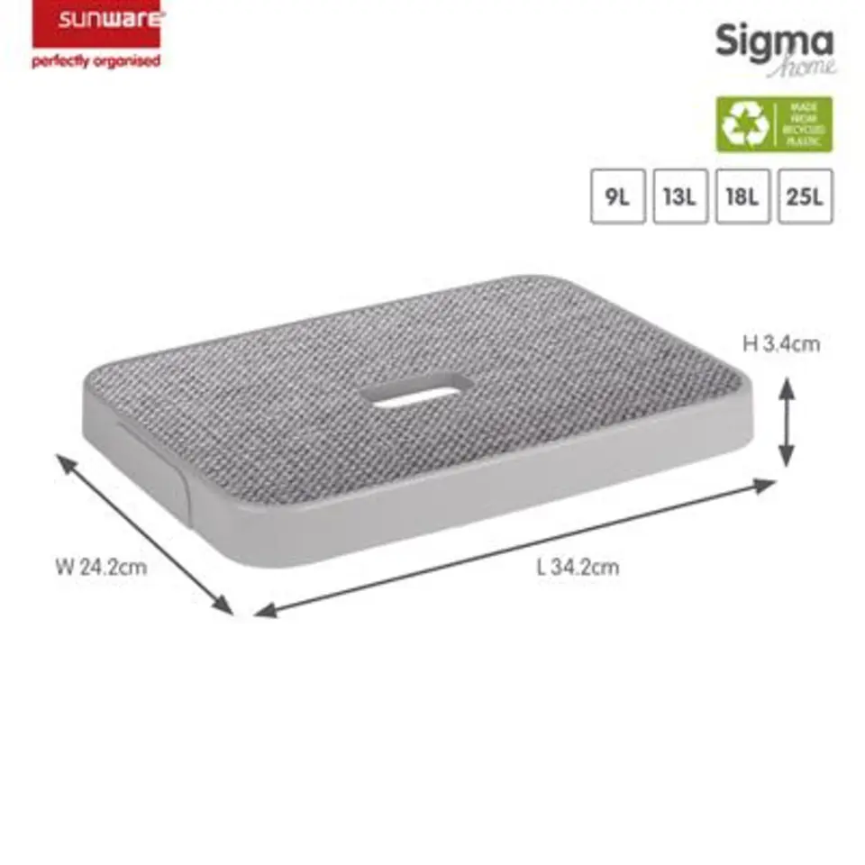 Sigma home opbergdeksel 13 25 liter - lichtgrijs - 3,4x24,2x34,2 cm