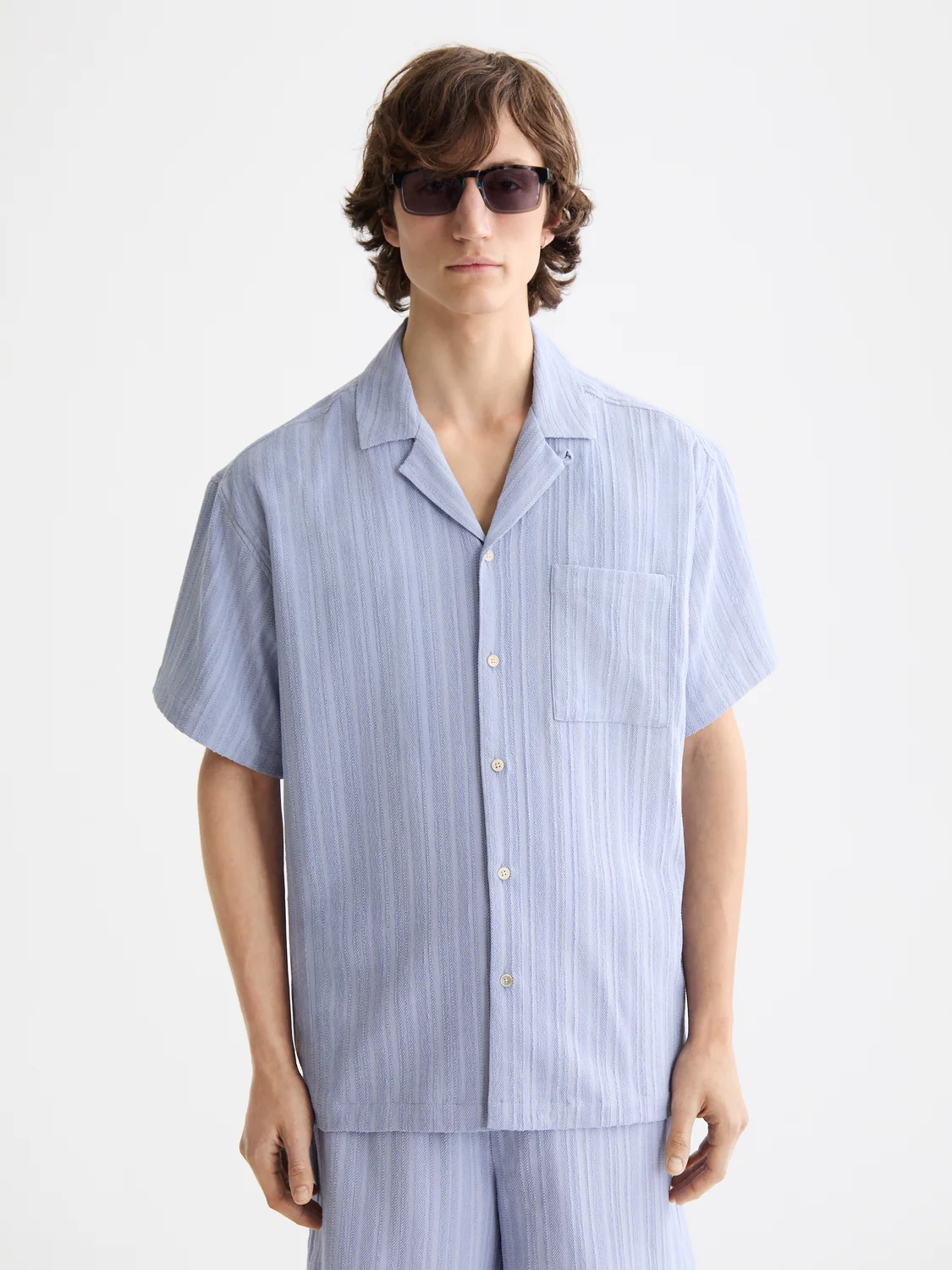 Tonal-Striped Short-Sleeved Shirt