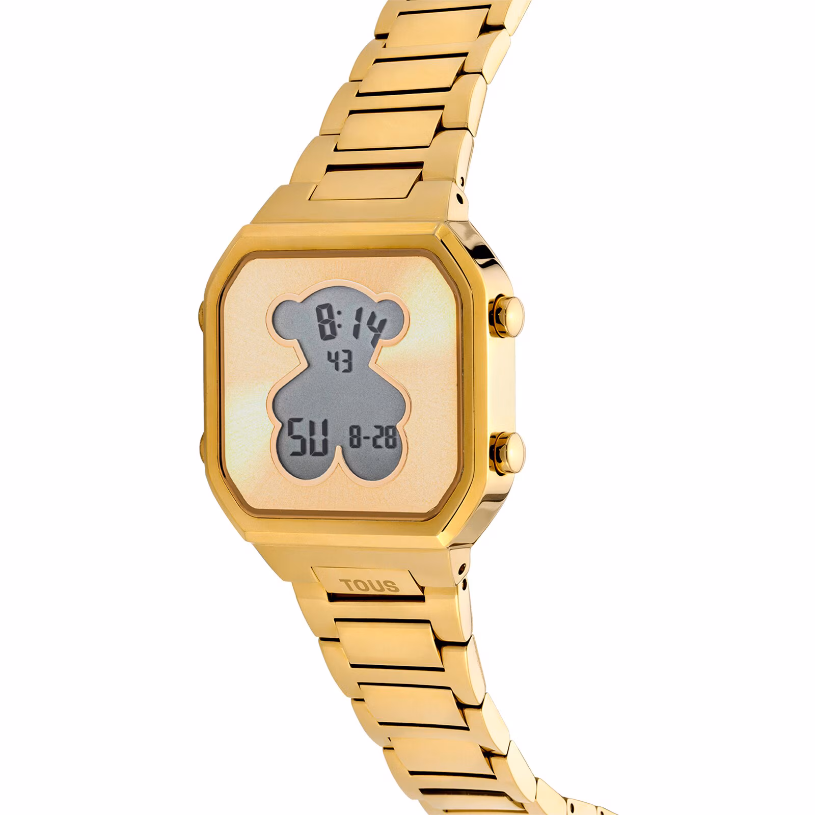 Reloj digital con brazalete de acero IPG dorado D-BEAR