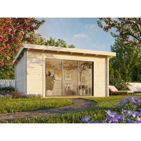 Gartenhaus »Lea Slide Plus«, B x H x L: 450 x 244 x 330 cm, Grau, tauchgrundiert