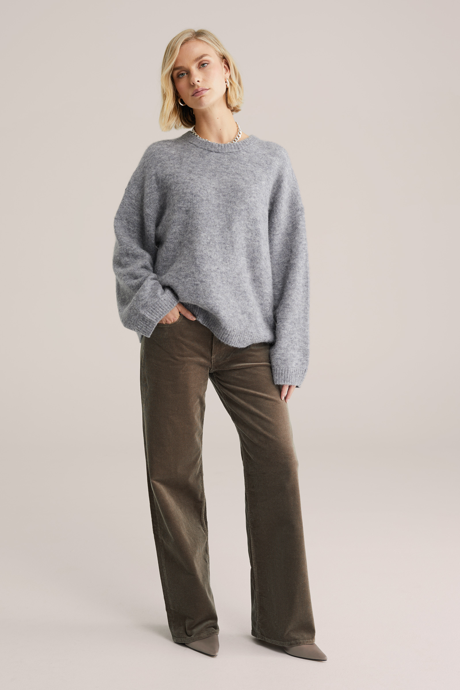 Dames wide leg corduroy broek