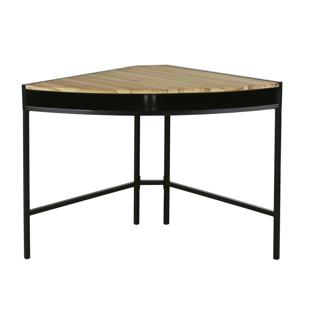 Kiri - Bureau d'angle en métal gris patiné et bois de sapin massif