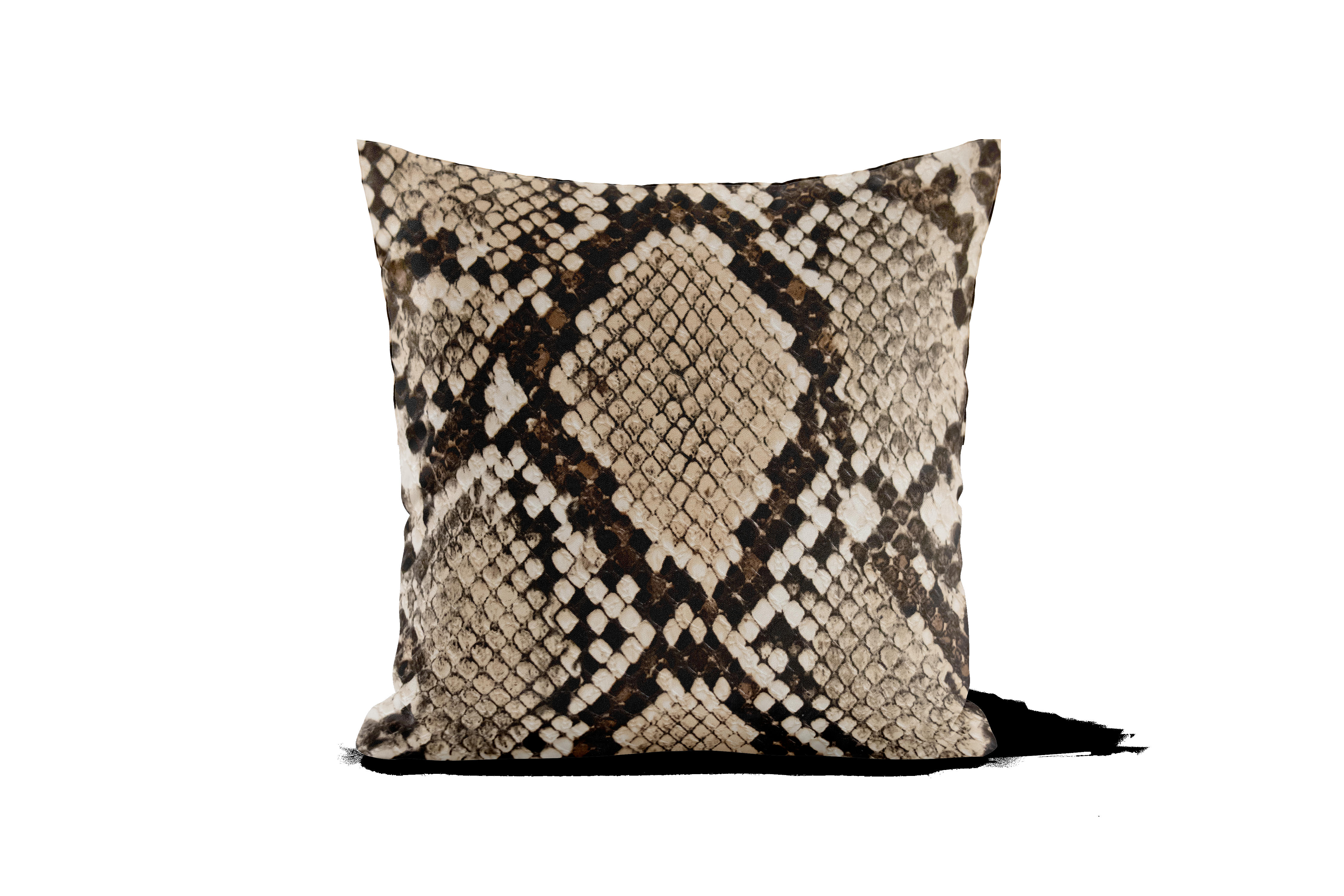 - Coussin déco peau de serpent suédine gris 40x40cm