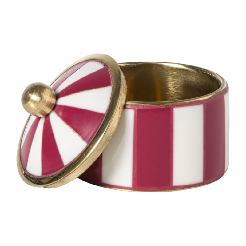 Opbergdoosje circus klein - rood/wit - &Oslash;4.8x3.5 cm