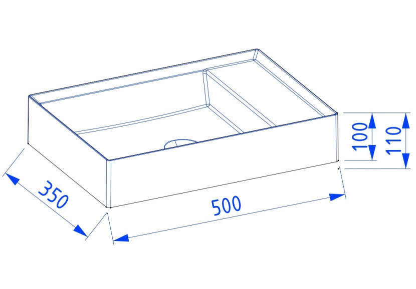 Umywalka wpuszczana UNIQ Solid Surface 50 cm bez otworu na b