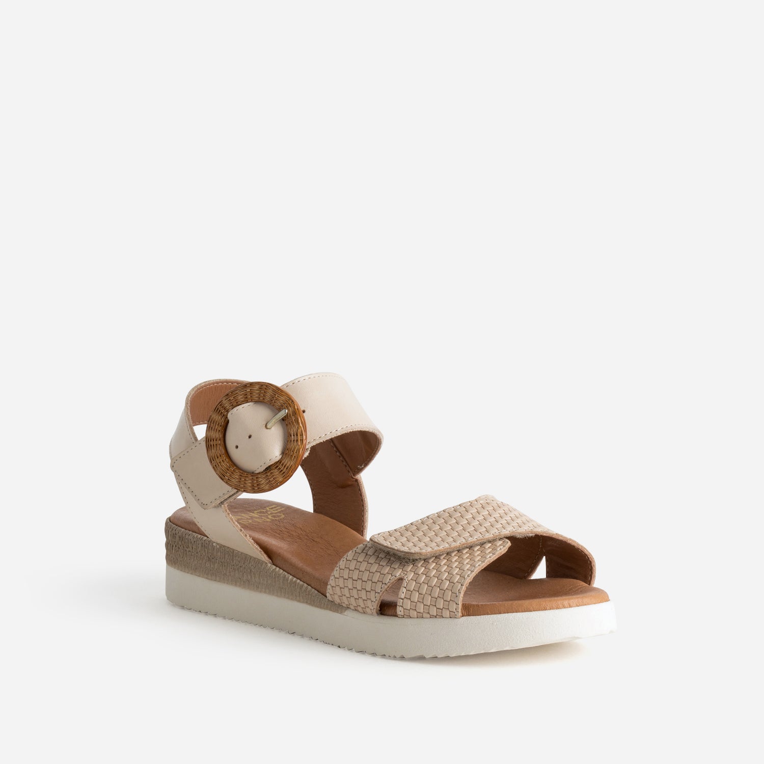 Sandale FRANCE ARNO beige cuir embossé
