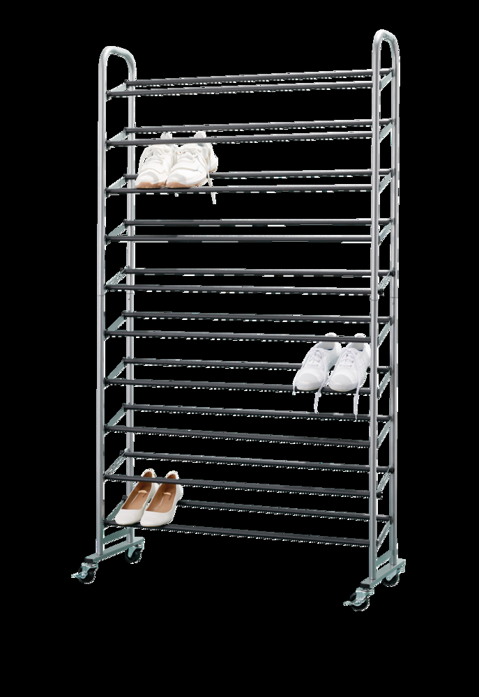 type A Radiant Metal Adjustable 10-Tier Shoe Rack, Holds up to 50 Pairs of Shoes, Black
