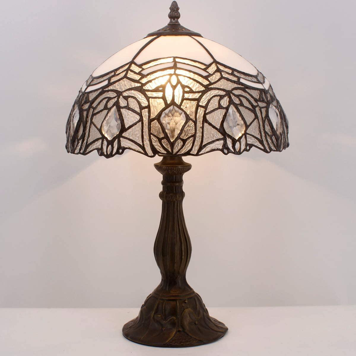 Tiffany Lamp Table White Stained Glass Bedside Lamp Living Room Bedroom Luxurious Desk Reading Light 18