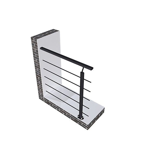 Kit Garde-corps 1m avec raccords muraux - Alu noir - Pose verticale à plat - Pour usage intérieur et extérieur