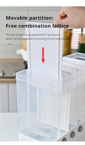 NNEOBA 1pc Wall-Mounted Multi-Grid Food Dispenser - Large Capacity Rice Bucket
