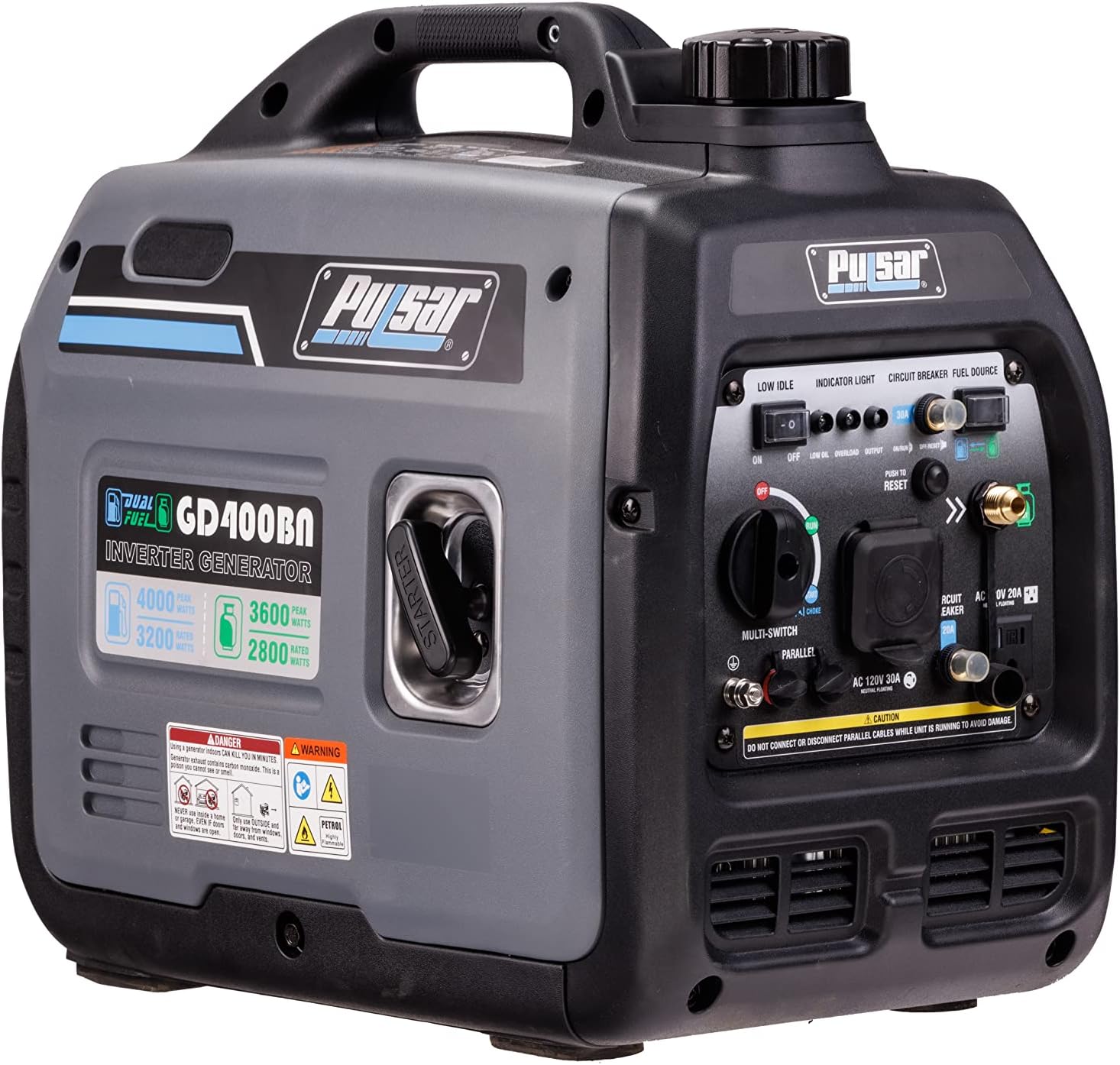 Pulsar Products GD400BN  4000W Portable super-quiet Dual Fuel & Parallel Capability  RV-Ready  CARB Compliant