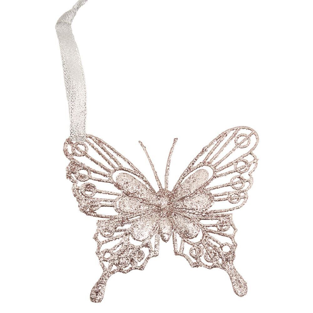 Papillon de No&euml;l pailleté à suspendre 8xH10cm