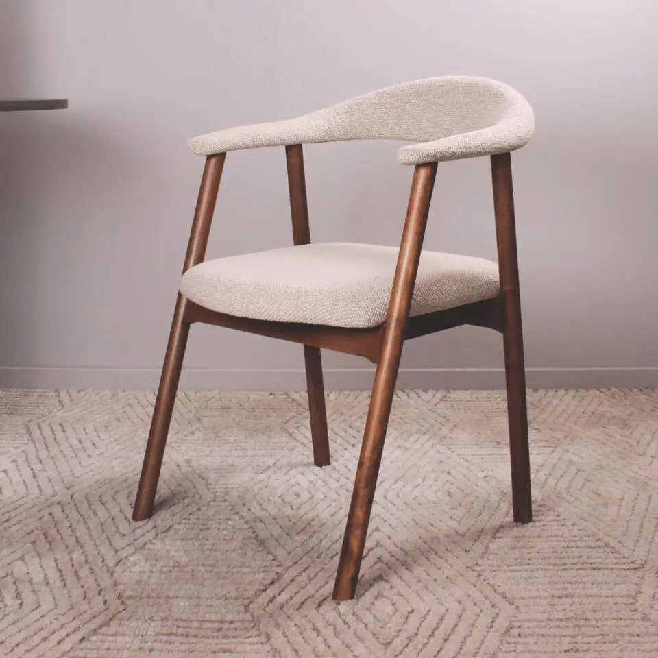 DS4U - Quinn eetkamerstoel beige - donkerbruin hout