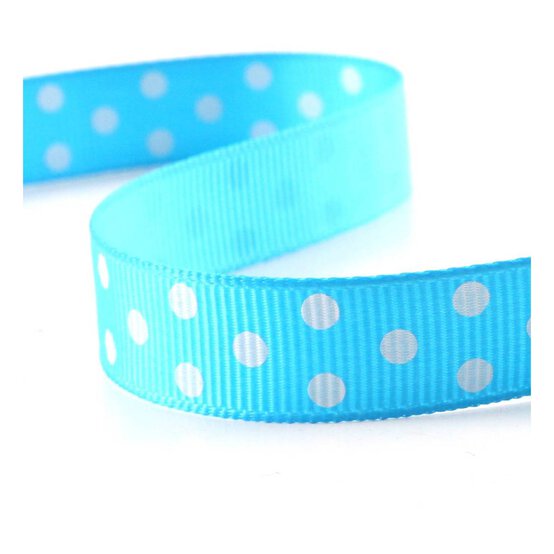 Aqua White Spot Grosgrain Ribbon 12mm x 4m