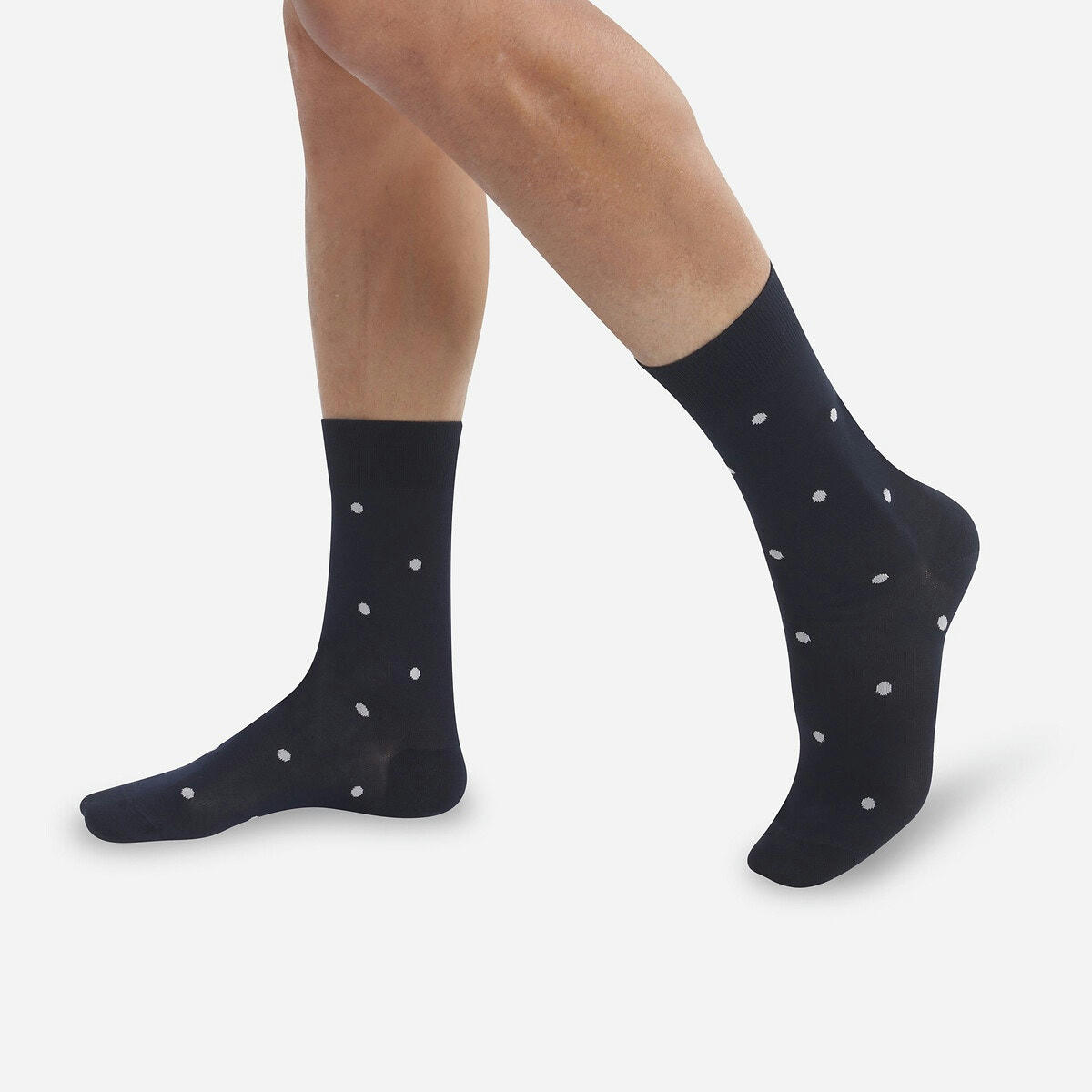 Paire de chaussettes hautes à pois en fil d'Écosse
