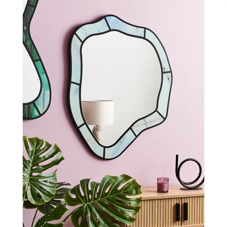 LIVERDUN - Wandspiegel - Lichtblauw - Glas/MDF