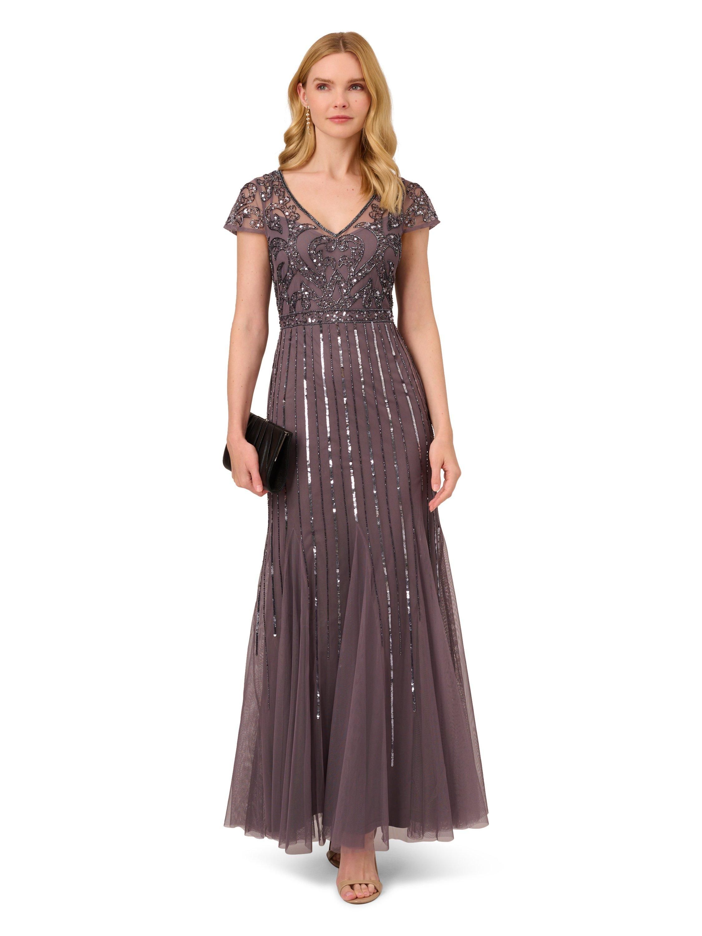 Adrianna Papell Beaded Long Dress