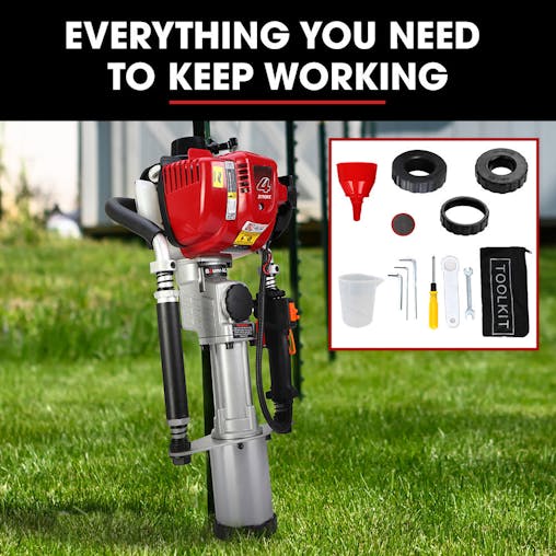 NNEMB 38cc 4-Stroke 40cc Petrol Post Driver-with Carry Case & 3 Piling Sleeves