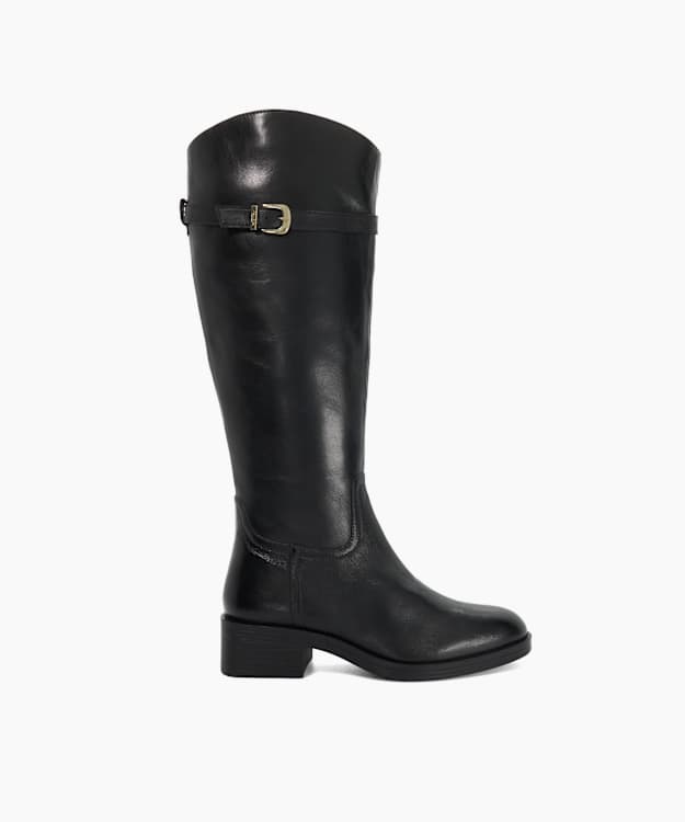 Tears Black - Leather Knee-High Boots