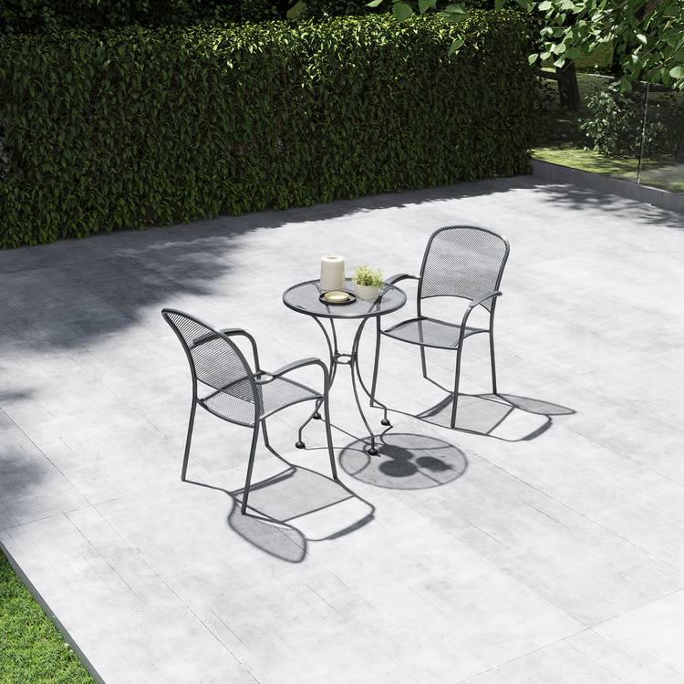 Pacific Carlo 2 Seater Metal Garden Bistro Set - Grey