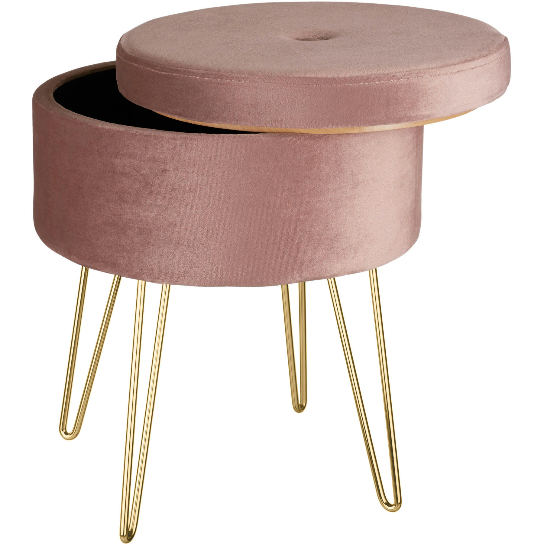 - Banc Tabouret Coffre de rangement Rond rose