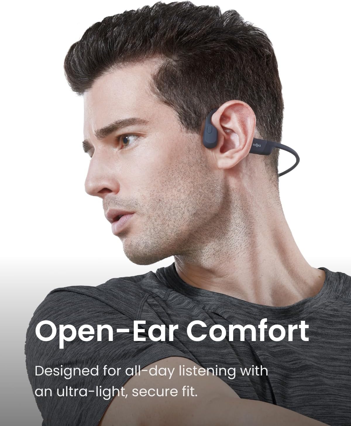 SHOKZ OpenRun Bone Conduction Open-Ear Bluetooth Sport Headphones, Running Workout Bundle with Waterproof Carrying Case & Sweat Headband, IP67 Sweat Resistant, 8H Playtime, Mic, Black