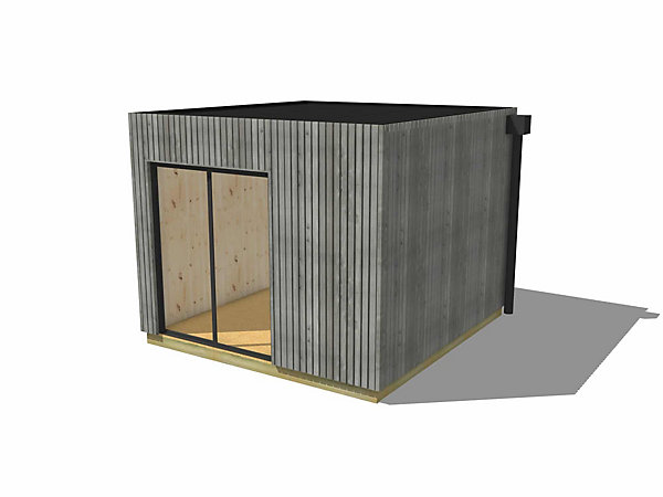Bureau de jardin ossature bois en bois 3,3 x 3,5 x 2,7 m avec plancher isolé / menuiseries alu k-line